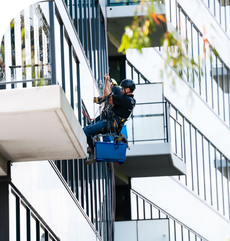 High rise window cleaning by Shimmer Glass and Pressure Cleaning